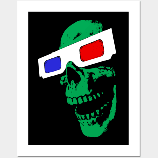 3D Skull (green) Posters and Art